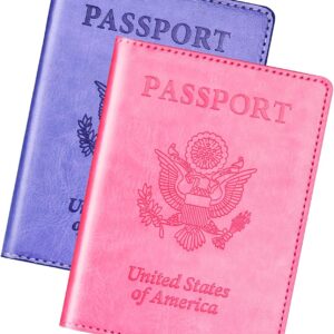 Herain Passport Holder for Travel Cruise Essentials 2 Pcs, Passport Cover Wallet Case Travel Gifts Women Men Family, Passports Book Holders Vacation Accessories Must Haves