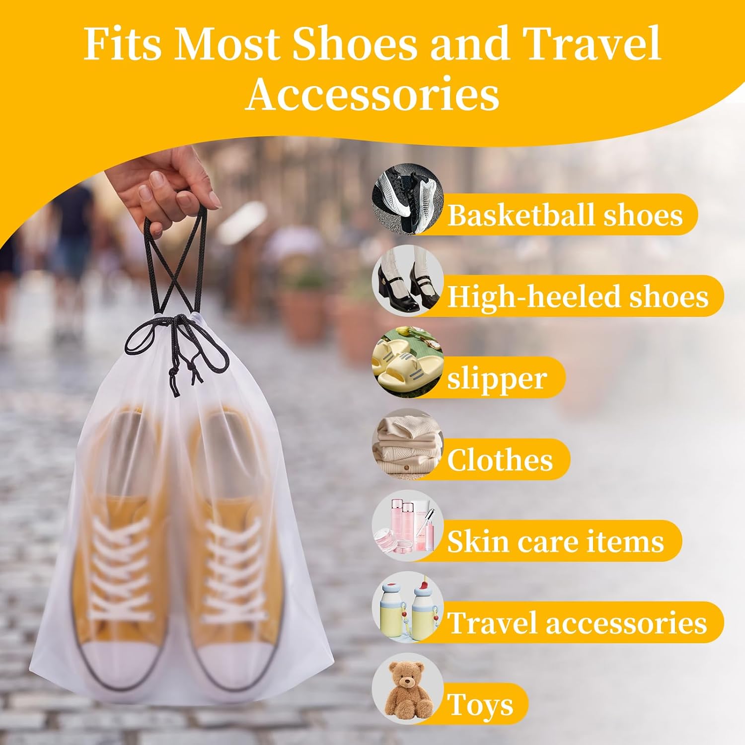Shoe Bags for Travel, 15 Pack Clear Drawstring Bags for Packing - Image 5