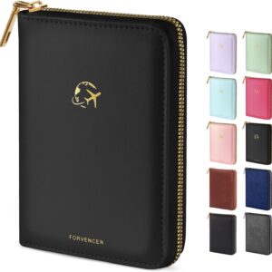 Forvencer Safe Zipper Passport Holder Cover, Passport Wallet for Travel