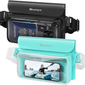 Niveaya IPX8 Floating Waterproof Fanny Pack Holds Phone, Passport & Cash