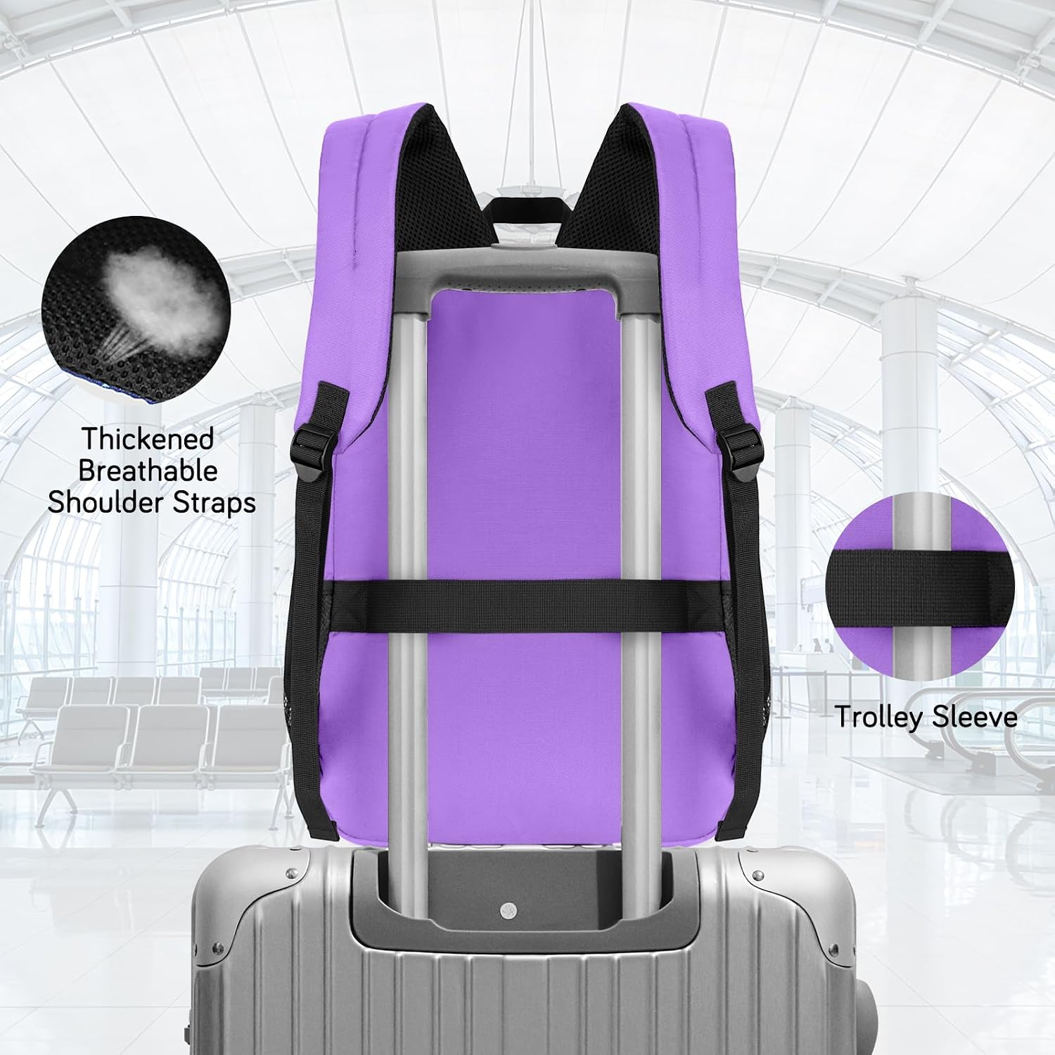 Goloni Backpack for Men Women, 26L Wear-Resistant Water Resistant Backpack for Teens Boys and Girls, Casual Travel Laptop Backpack Purple - Image 4