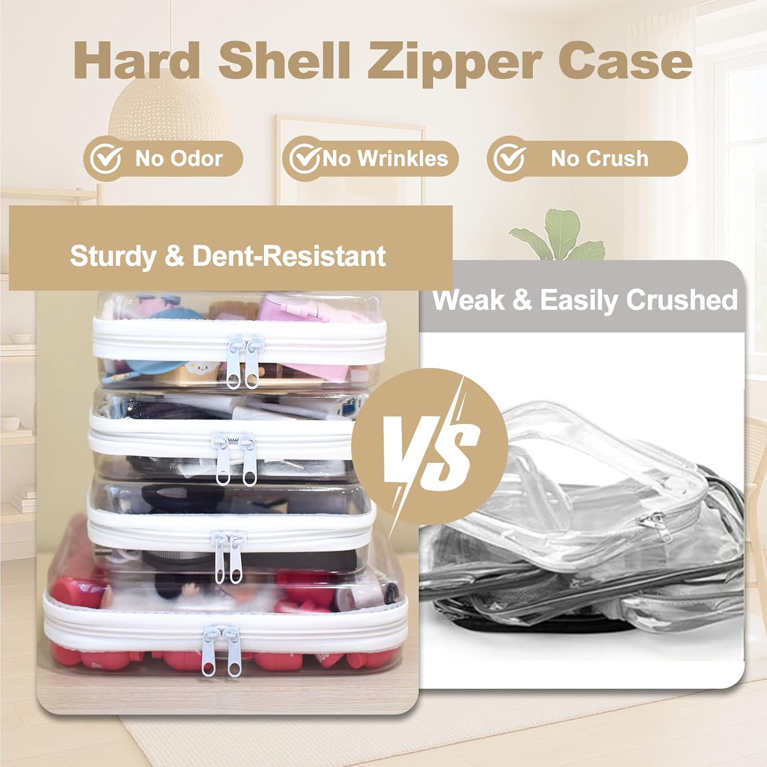 4 pcs Clear Zipper Pouches,Hard Shell Zipper Case - Image 2