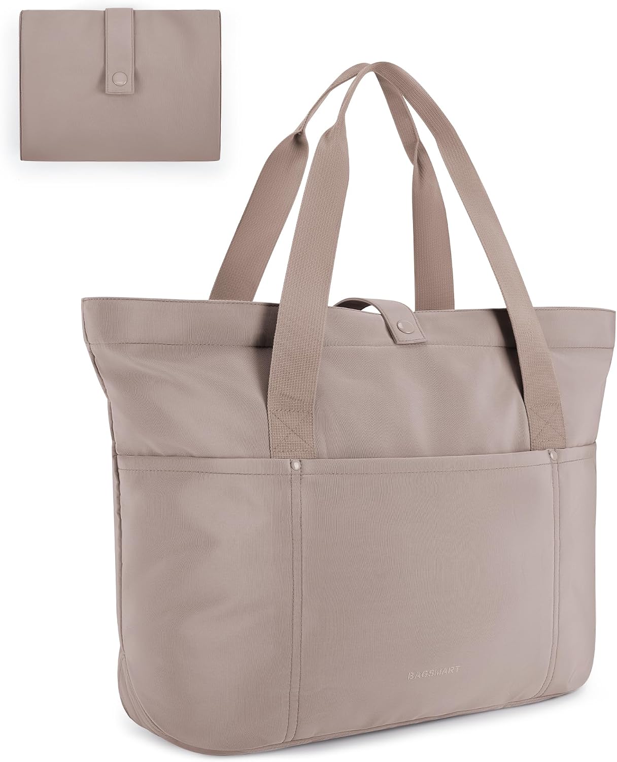BAGSMART Tote Bag for Women, Foldable Tote Bag With Zipper Travel Shoulder Bag Handbag for Work