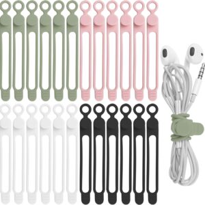 24Pcs Silicone Cable Ties, Cord Organizer Cable Management-Multi