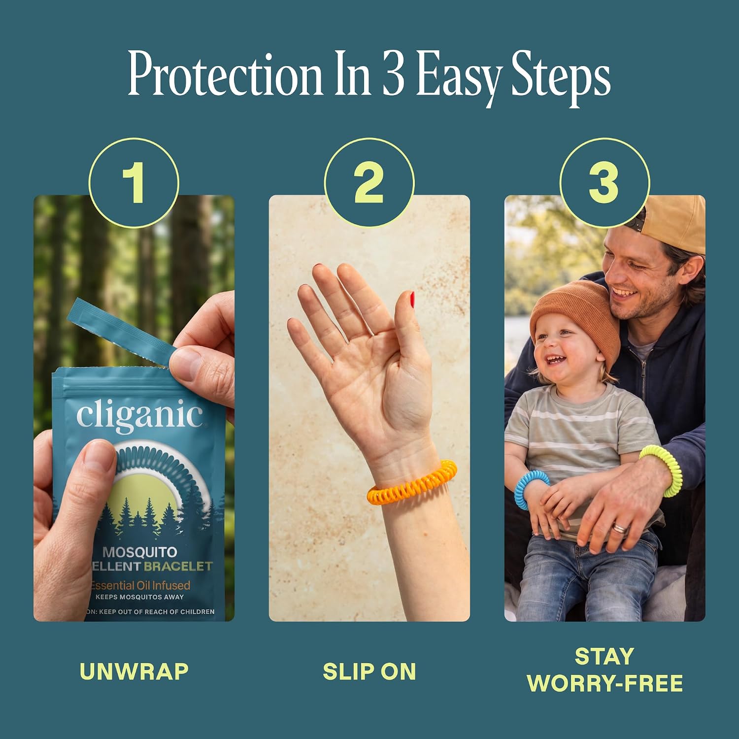 Cliganic Mosquito Repellent Bracelets for Kids & Adults, Natural, 10 Pack - Image 7