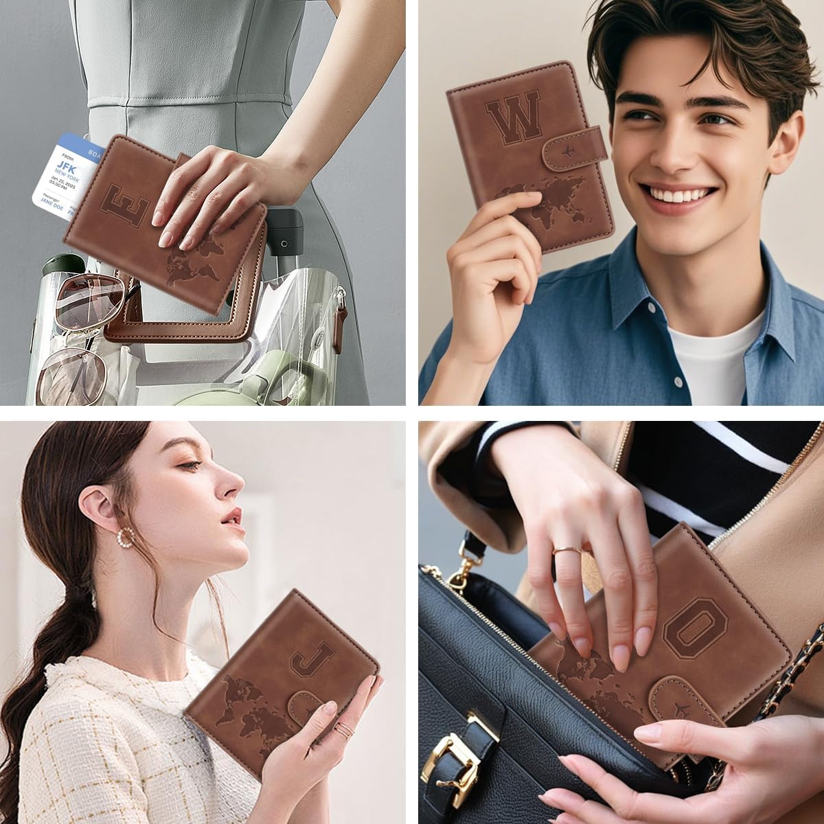 Passport Holder Wallet Cover Personalized Initial Travel Essentials - Image 6