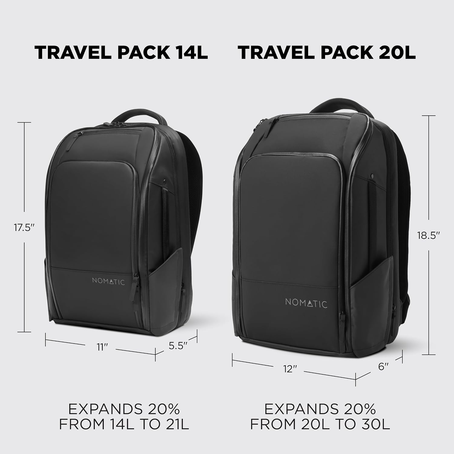 NOMATIC 20L Travel Pack - Travel Backpack For Men and Women - Black - Image 5