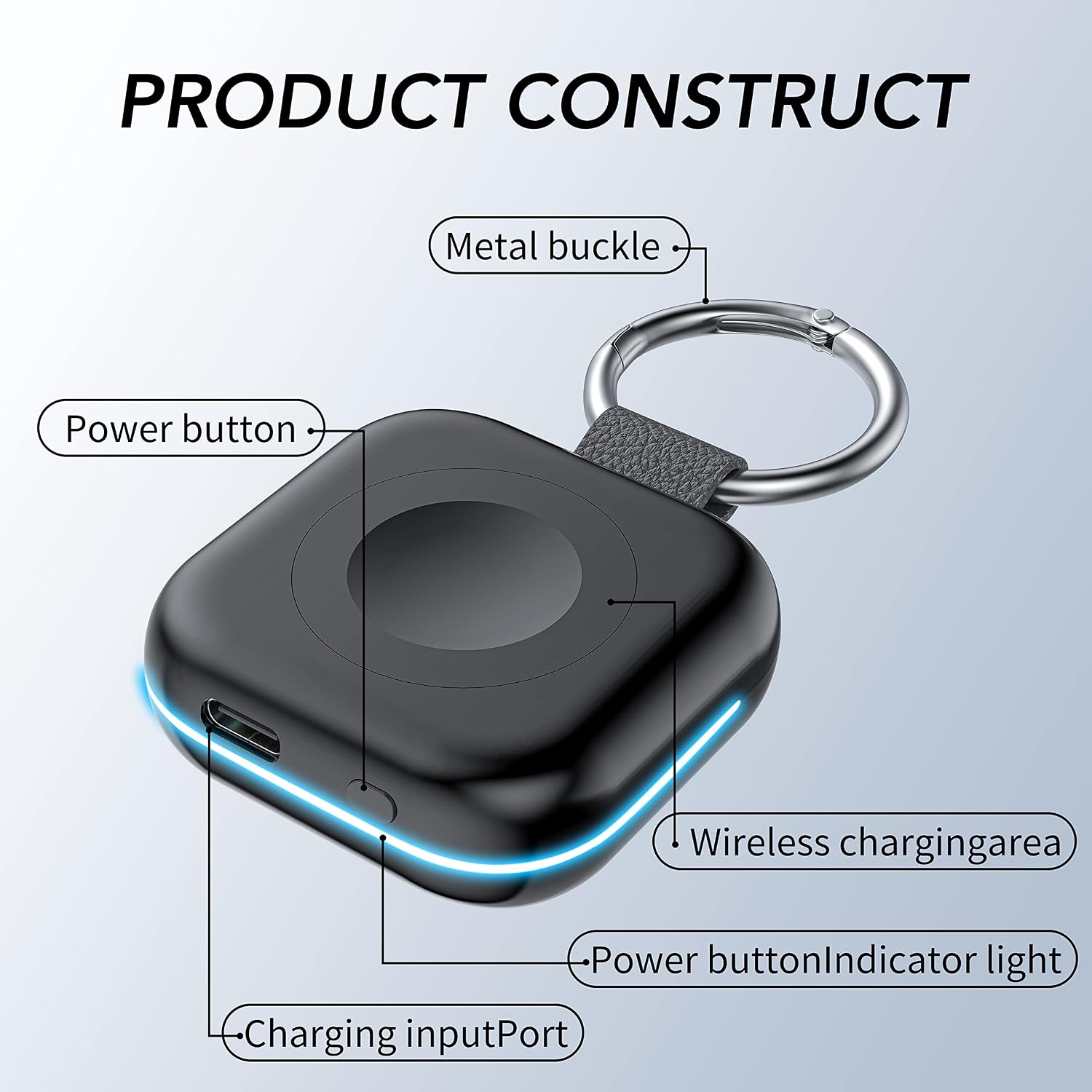 HUOTO Portable Charger for Apple Watch,Wireless Magnetic iWatch Charger 1200mAh Power Bank Travel Keychain Accessories Smart Chargers for Apple Watch Series 11/10/9/8/7/6/SE/5/4/3/2/1/UItra/UItra 2 - Image 3