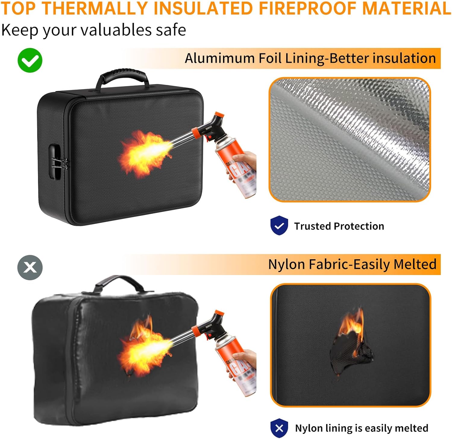 DocSafe 5200°F Fireproof Document Organizer Box with Lock, Heat Insulated - Image 4