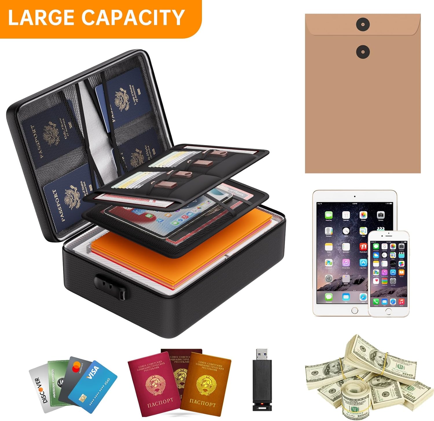 DocSafe 5200°F Fireproof Document Organizer Box with Lock, Heat Insulated - Image 6