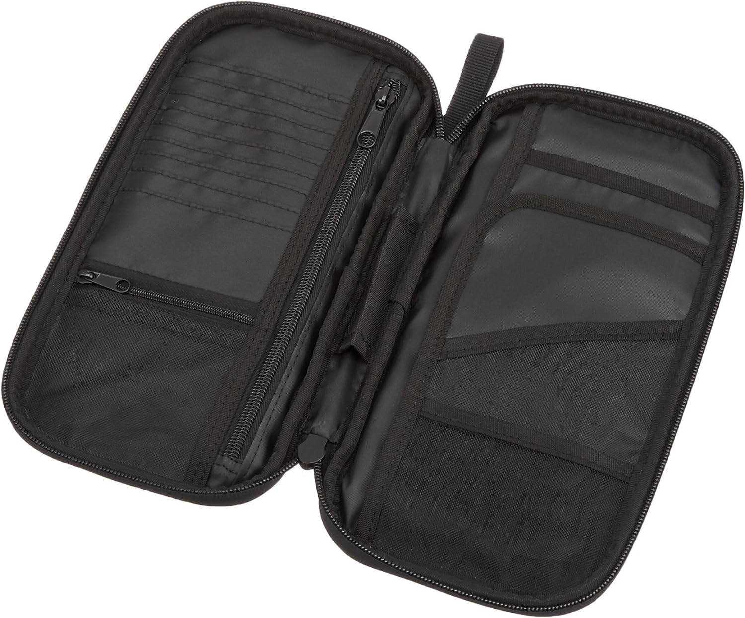 Amazon Basics RFID-blocking Passport Wallet, Passport Holder for Travel, Polyester/Nylon Material with Durable Zipper Closure, Zippered Pockets, Slots for Cards, 10"x5", Black, Solid - Image 3