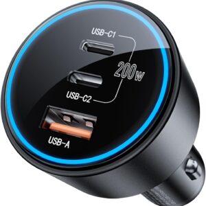 USB C Car Charger Fast Charging 200W, Dual PD 100W Type C Car Charger,