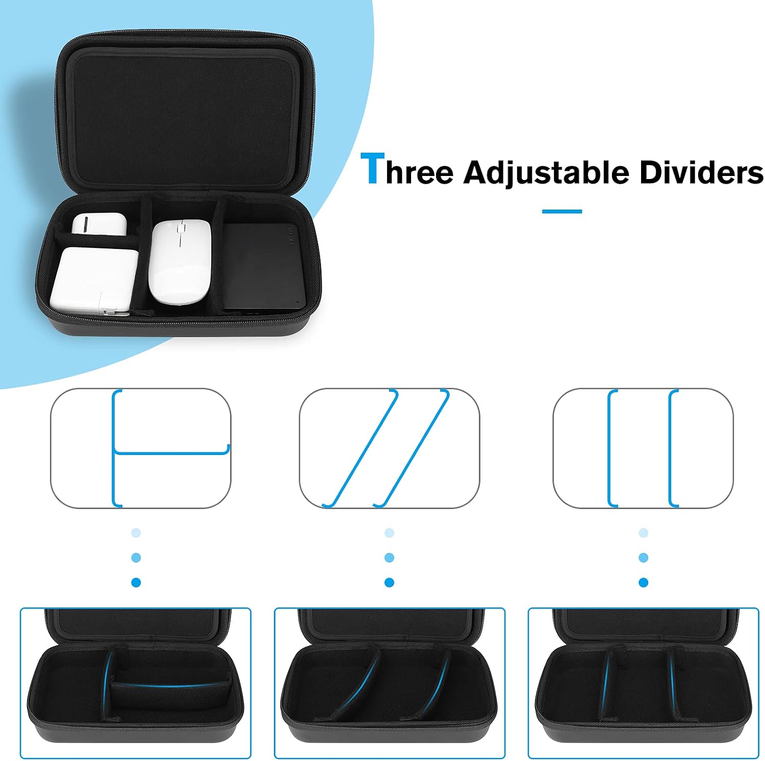 ProCase Hard Travel Electronic Organizer Case for MacBook Power Adapter Chargers Cables Power Bank Apple Magic Mouse Apple Pencil USB Flash Disk SD Card Small Portable Accessories Bag - Image 7