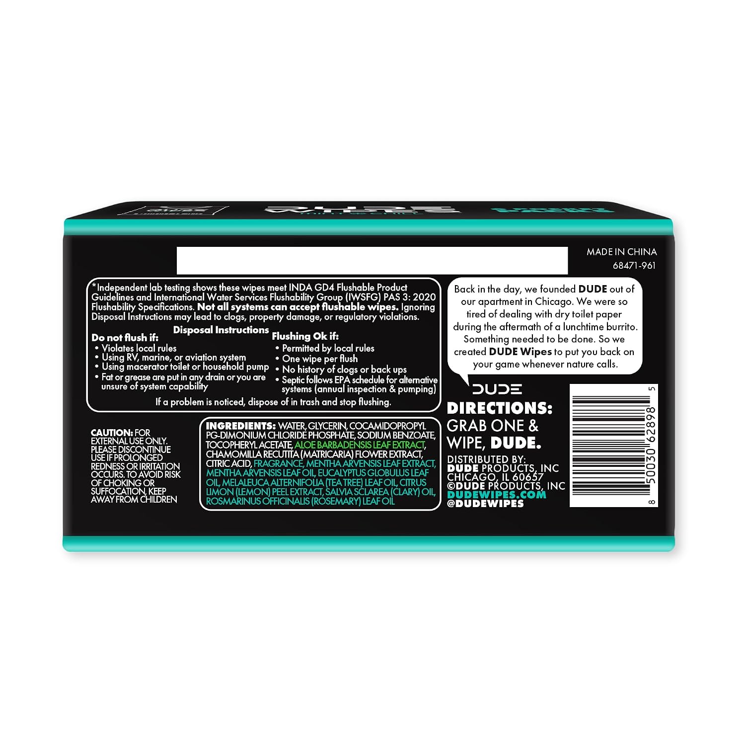 DUDE Wipes Mint Chill Pocket Packs, Adult Flushable Travel Wipes, 48 Count - Image 8