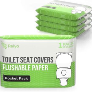 Relyo Toilet Seat Cover Disposable Flushable, XL Paper Liners, 50 Pack
