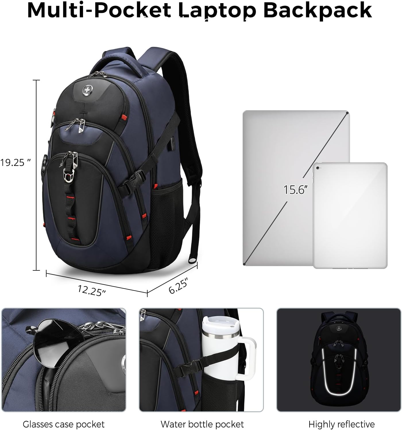 Swissdigital Design Travel Laptop Backpack for Men with USB SD803-12 - Image 4