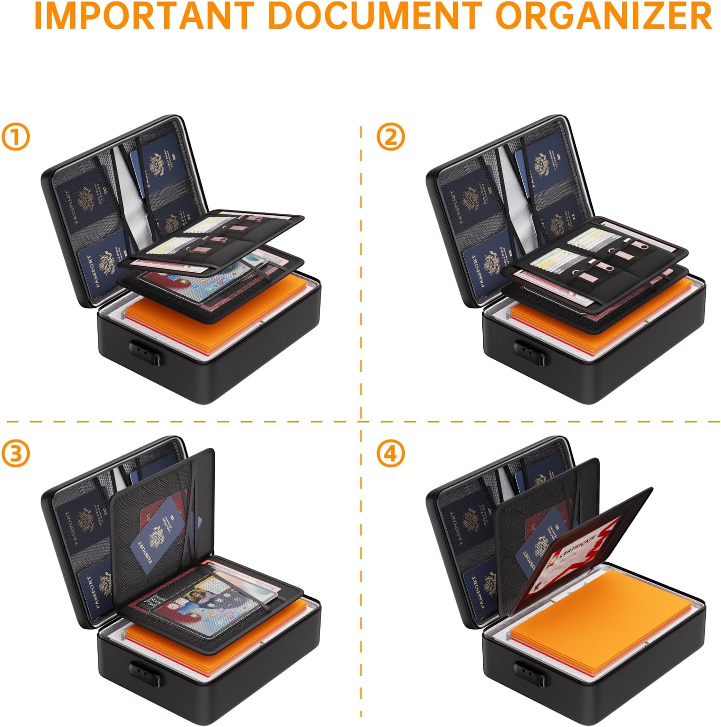 DocSafe 5200°F Fireproof Document Organizer Box with Lock, Heat Insulated - Image 5