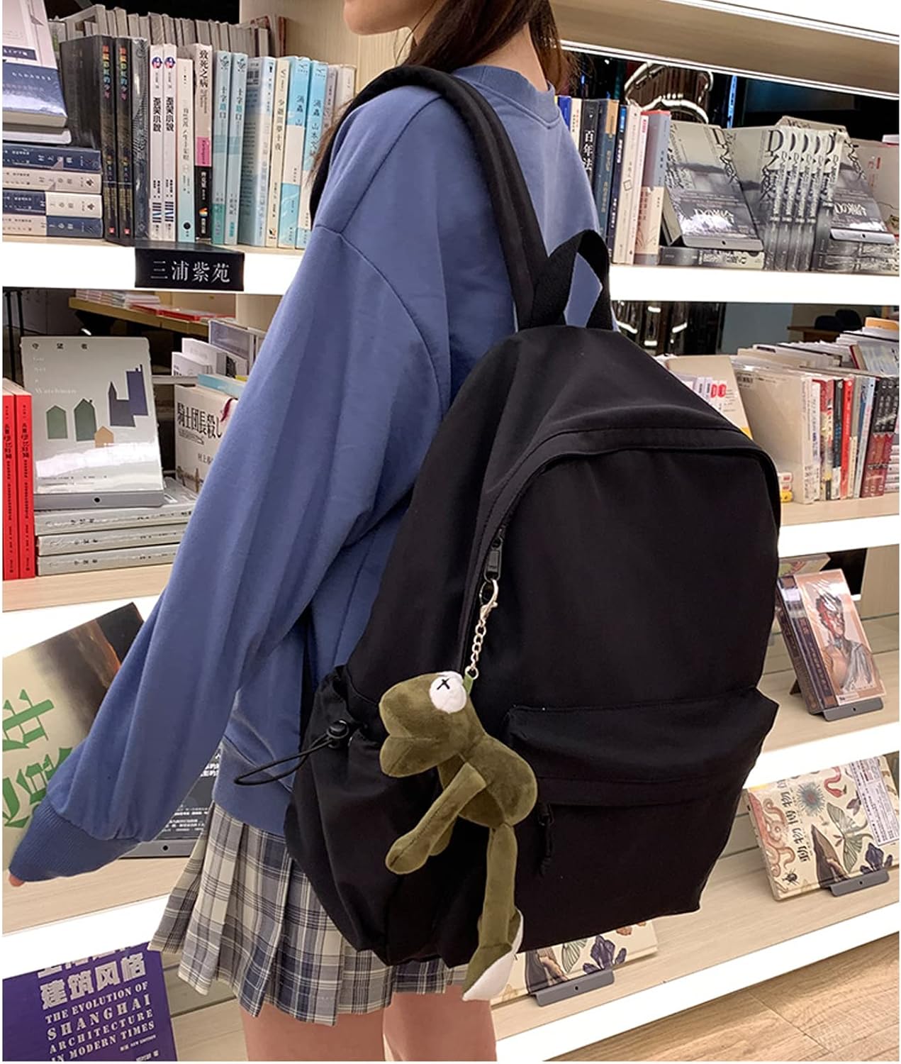 Black School Backpack for Girls Women Waterproof High School Book Bag Cute Backpack for Men Teens Boys, Lightweight Simple Middle School Back Pack Daypack - Image 5