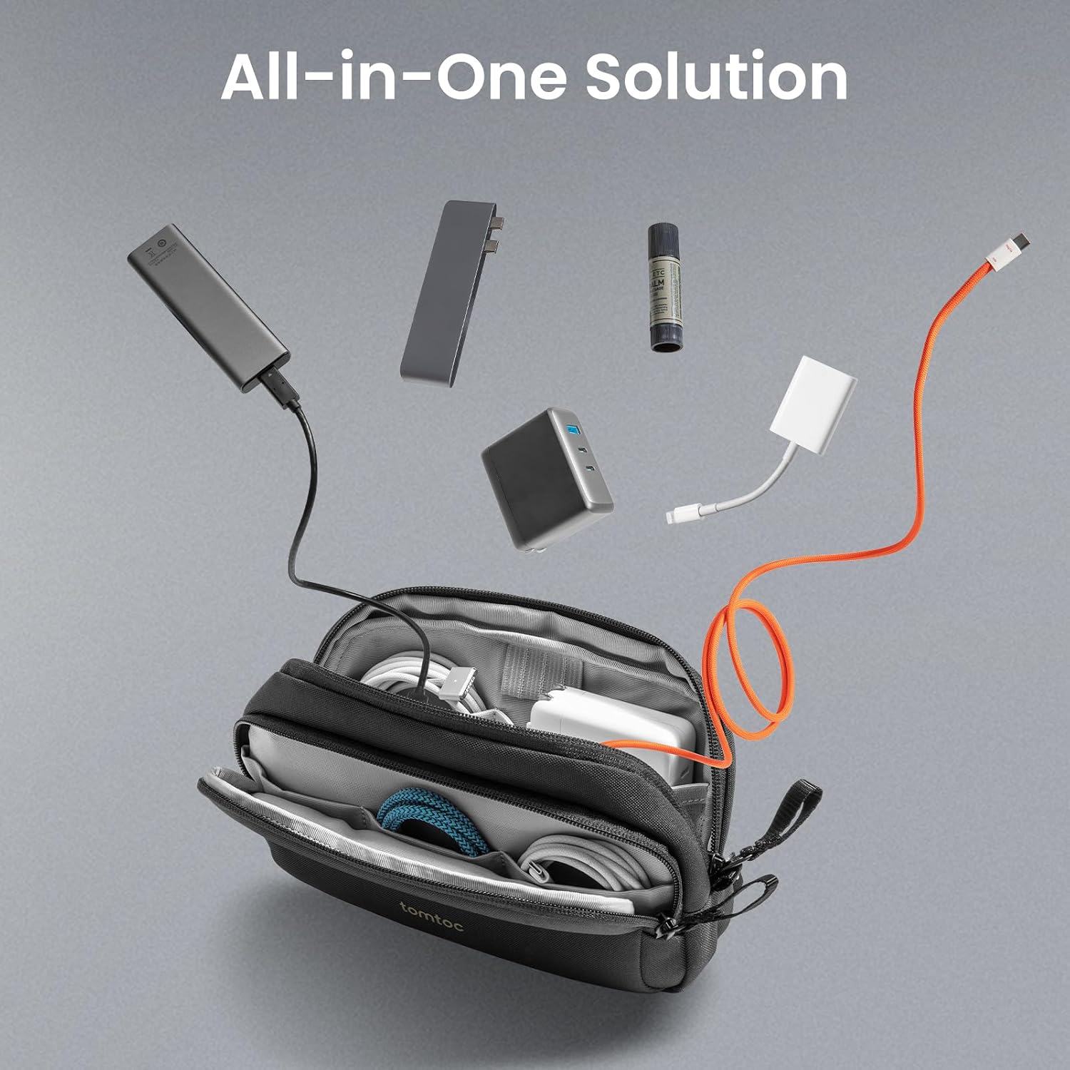 tomtoc Electronic Organizer Travel Case, Dual Compartment Tech Organization - Image 8