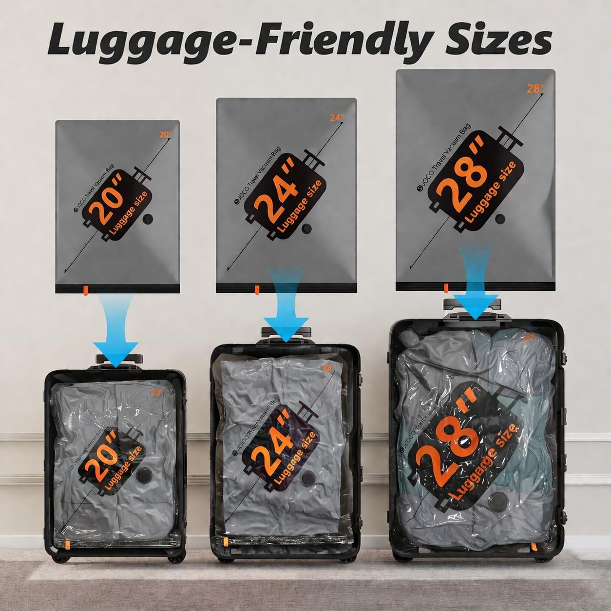 Travel Vacuum Bags with Cordless Electric Pump, 16 Combo Compression Packing Cubes for Clothing Clothes, Luggage Suitcase Organizer, Space Saver Vacation Cruise Travel Essentials - Image 4