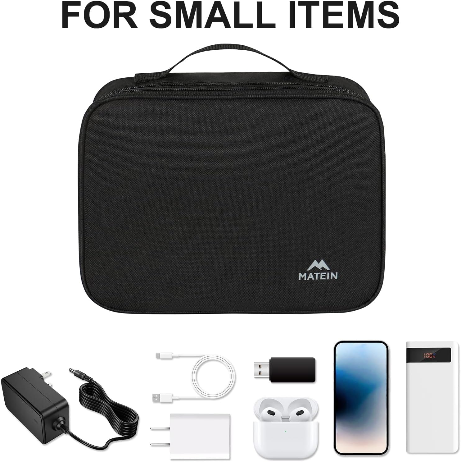 MATEIN Small Electronic Organizer Travel Case, Double Layer Cable Organizer - Image 2