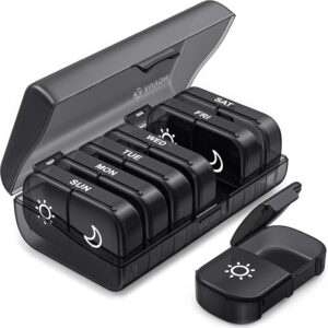 AUVON Weekly Pill Organizer 2 Times a Day, One-Side Large Opening, Easy‑Use