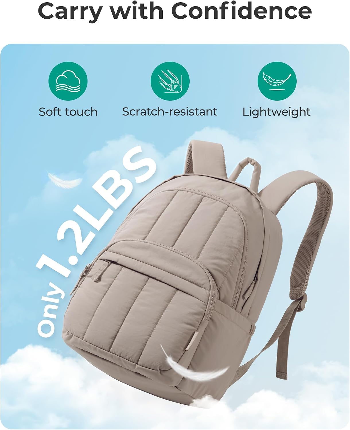BAGSMART College Laptop Backpack,Cute Travel Backpack for Women,Quilted Computer Bookbag - Image 6