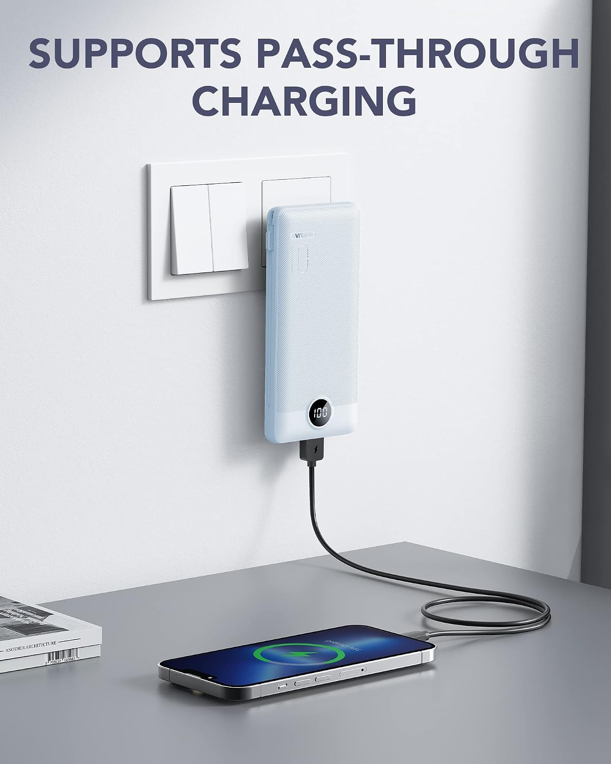 VRURC Portable Charger, Power Bank Built-in Cables and AC Wall Plug - Image 2