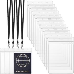 Patelai 50 Pcs Clear Passport Holder, Large PVC Holder, Black, 50 Pcs