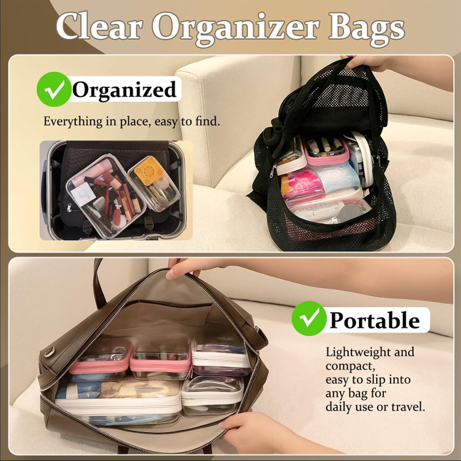 4 pcs Clear Zipper Pouches,Hard Shell Zipper Case - Image 3