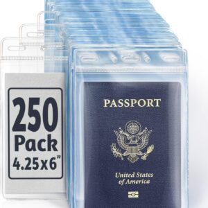 Passport, ID Card, Name Badge Holders - 4x6, 250 PK, Vertical Zipperless