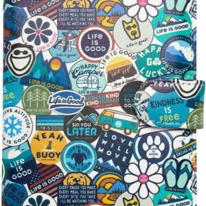 Life is Good Travel Passport Cover - Anti-Theft Passport Holder Wallet with Interior Card Slots, Magnetic Snap Closure, Newsprint