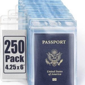4x6 XXL Passport ID Name Badge Card Holders, Vertical, Zipperless, 250 PK