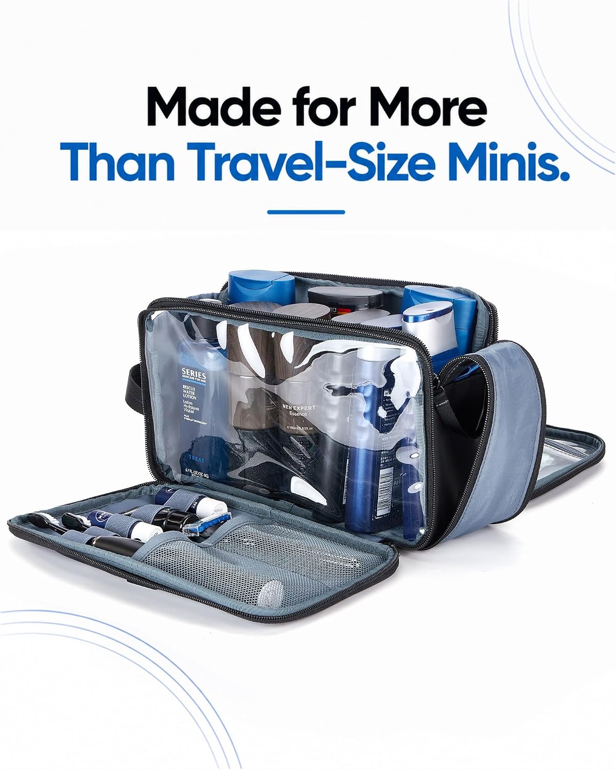 ZEEMO Travel Toiletry Bag for Men, Full Open Dopp Kit with Dual Compartment - Image 8