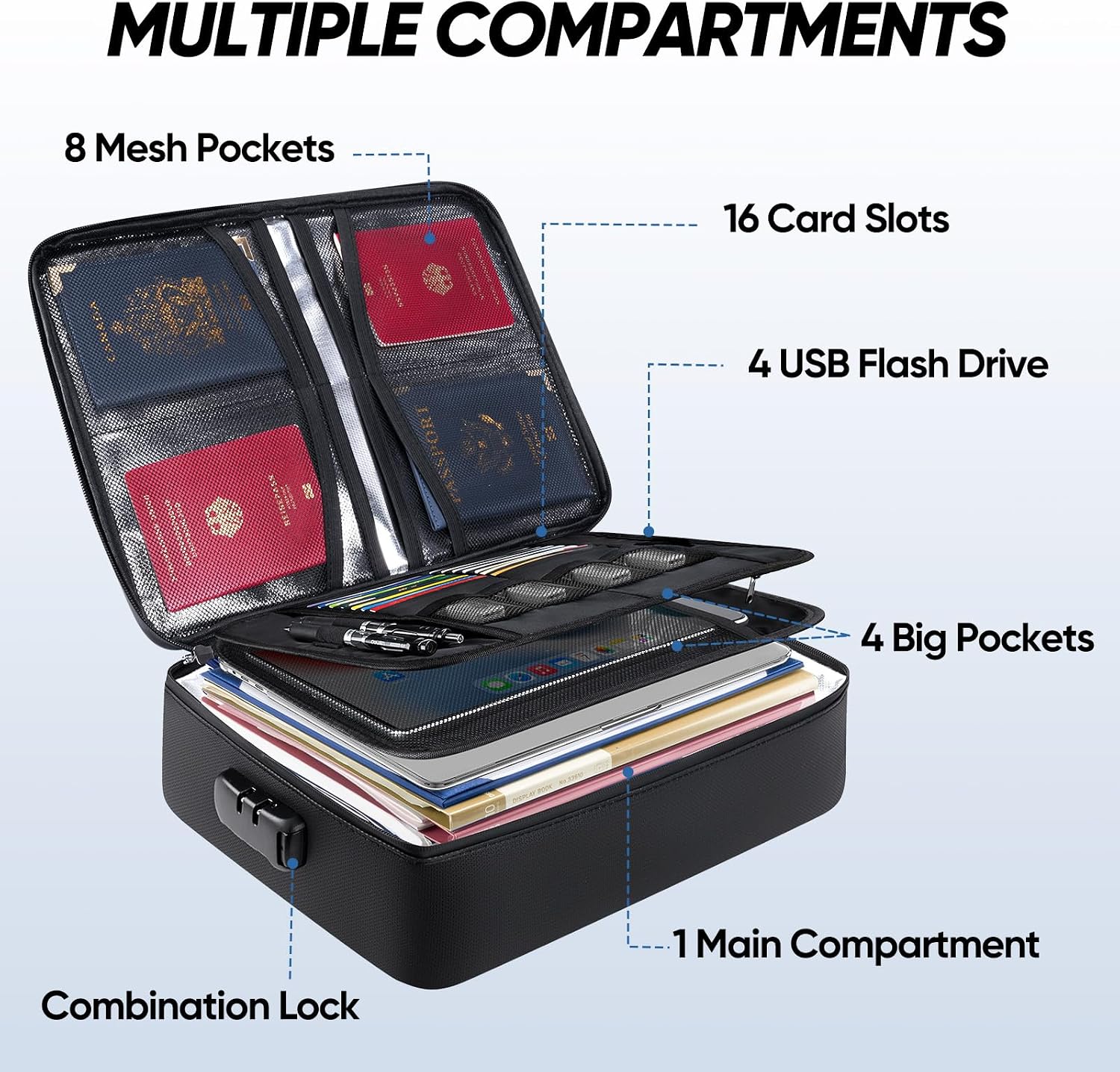 BALEINE Fireproof Document Box with Lock, Waterproof Fire Safe File Bag - Image 3