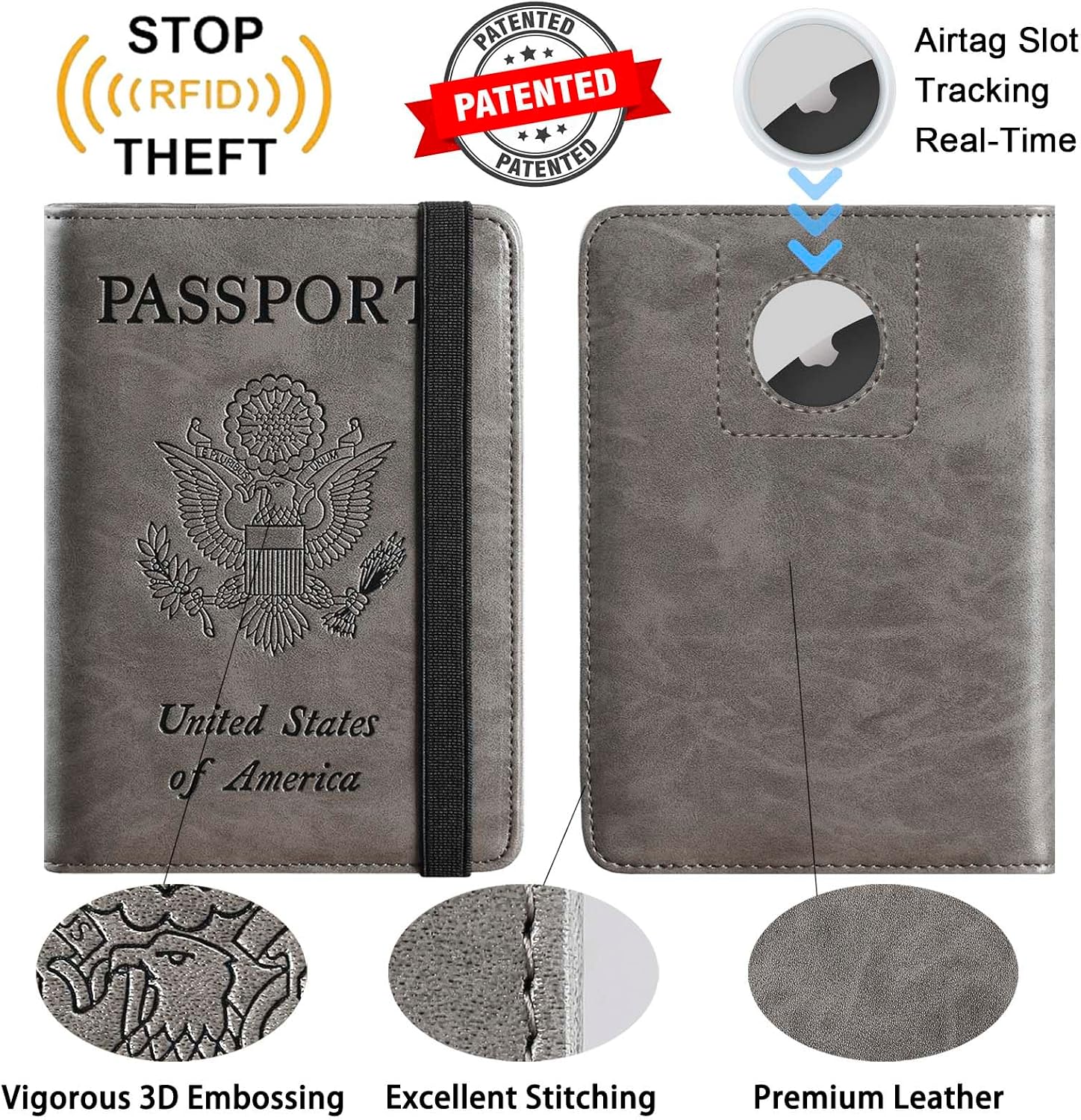 Airtag Passport Holder, Travel Essentials, Passport Cover, RFID Wallet - Image 4