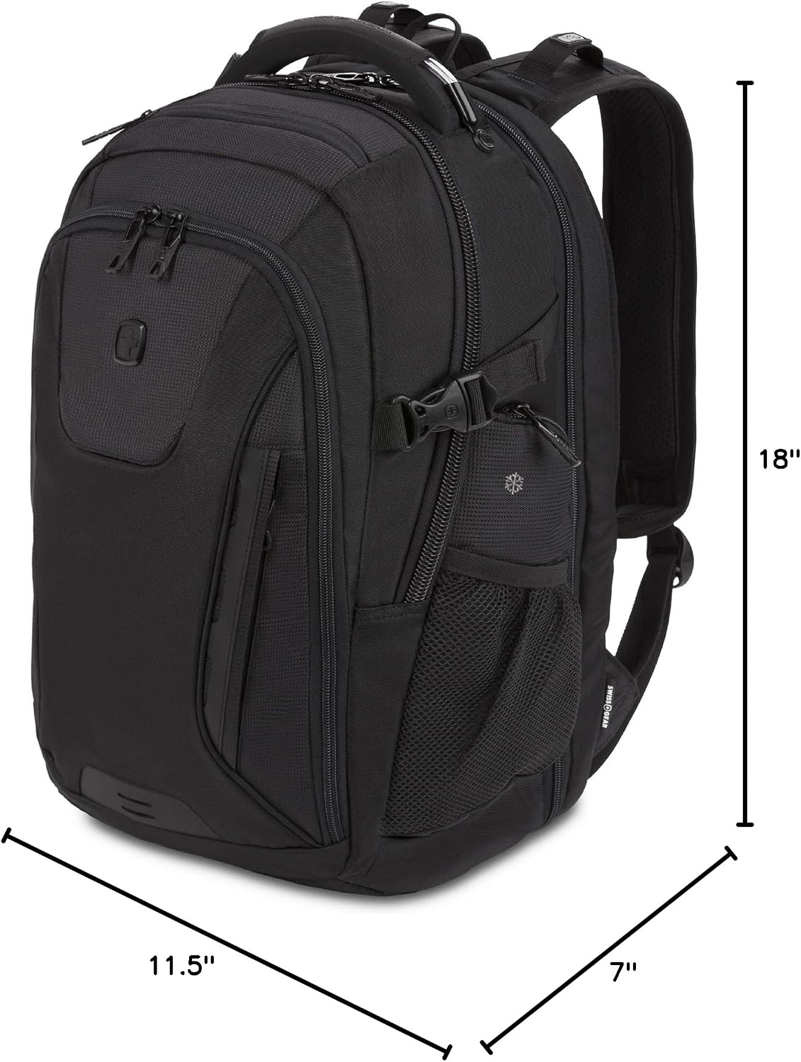 SwissGear Travel Tech Elite Laptop Backpack – Fits Laptops up to 16” – ScanSmart TSA-Friendly Backpack with USB Port, Shoe Compartment & Organizer Pockets – Black - Image 10