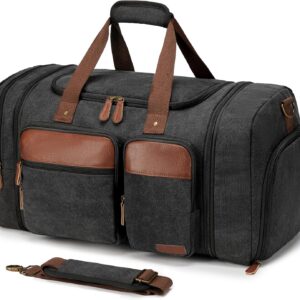 Canvas Duffle Bag for Travel 50L Expandable, Dark Grey