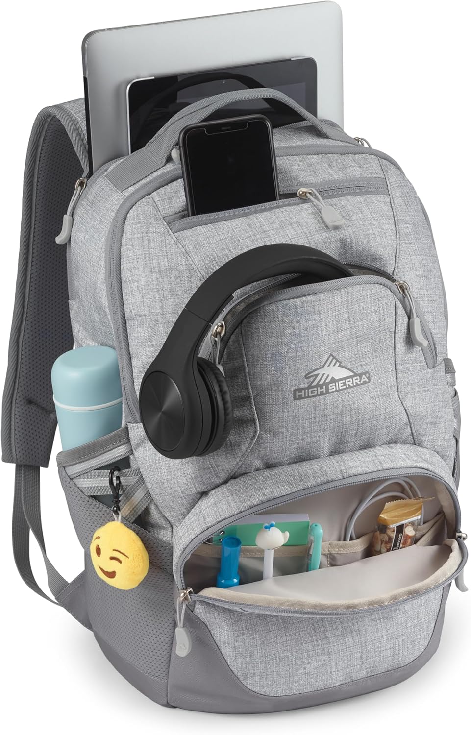 High Sierra Swoop SG Backpack, Travel or Work Laptop Bookbag with Drop Protection Pocket, and Tablet Sleeve, One Size, Silver Heather - Image 4
