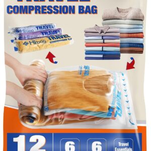 Compression Bags for Travel Essentials, Roll Up Bags No Vacuum Needed
