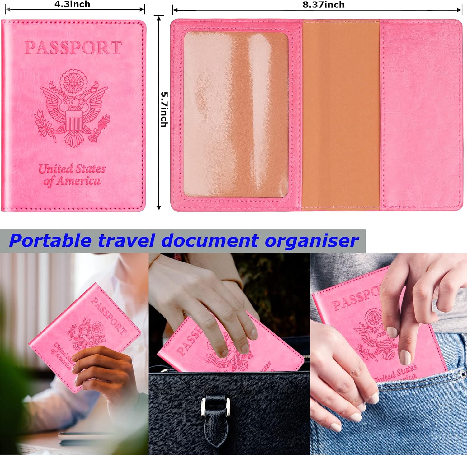 Herain Passport Holder for Travel Cruise Essentials 2 Pcs, Passport Cover Wallet Case Travel Gifts Women Men Family, Passports Book Holders Vacation Accessories Must Haves - Image 2