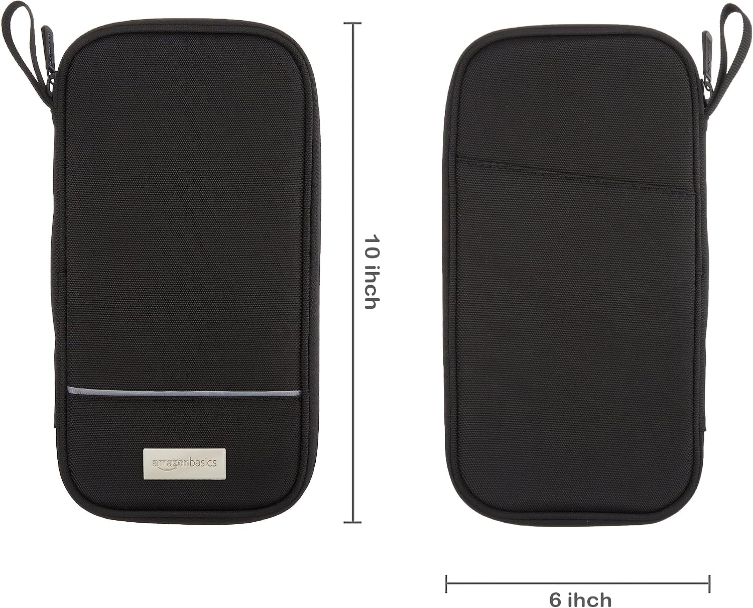 Amazon Basics RFID-blocking Passport Wallet, Passport Holder for Travel, Polyester/Nylon Material with Durable Zipper Closure, Zippered Pockets, Slots for Cards, 10"x5", Black, Solid - Image 4