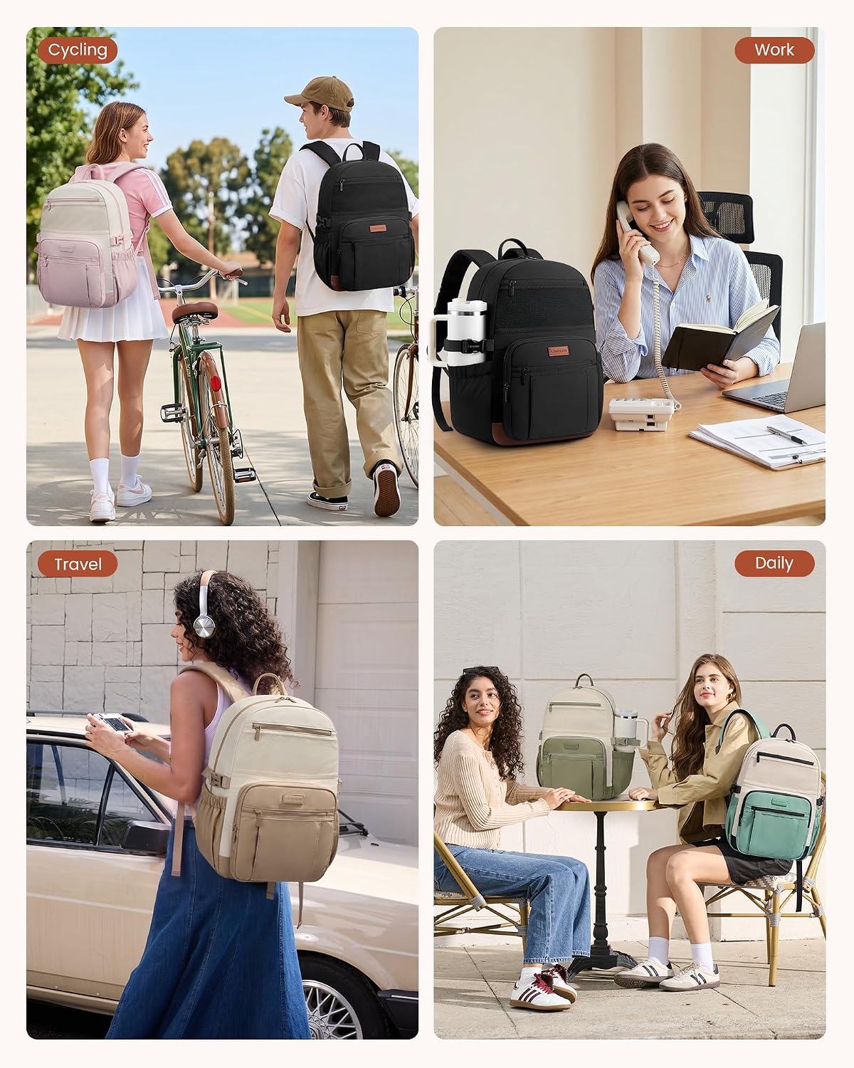 LOVEVOOK College Laptop Backpack for Women, Work Computer Travel Backpack - Image 5