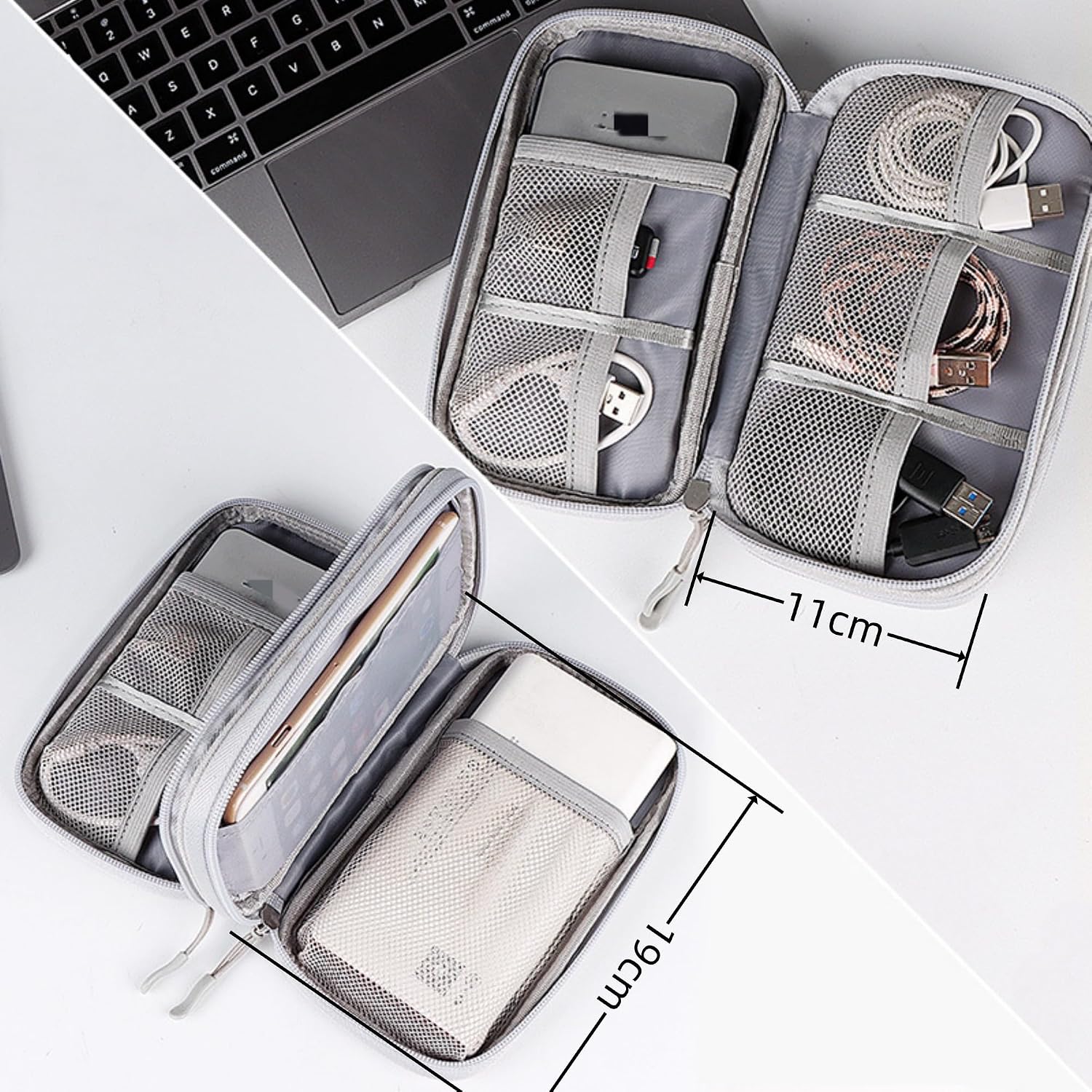 Electronic Organizer Travel Cable Accessories BagPouch Portable Waterproof Storage Bag Electronic Organizer Case for Cable, Mouse,USB Cable,Power Bank,Cord, Charger, Phone, Earphone - Image 4