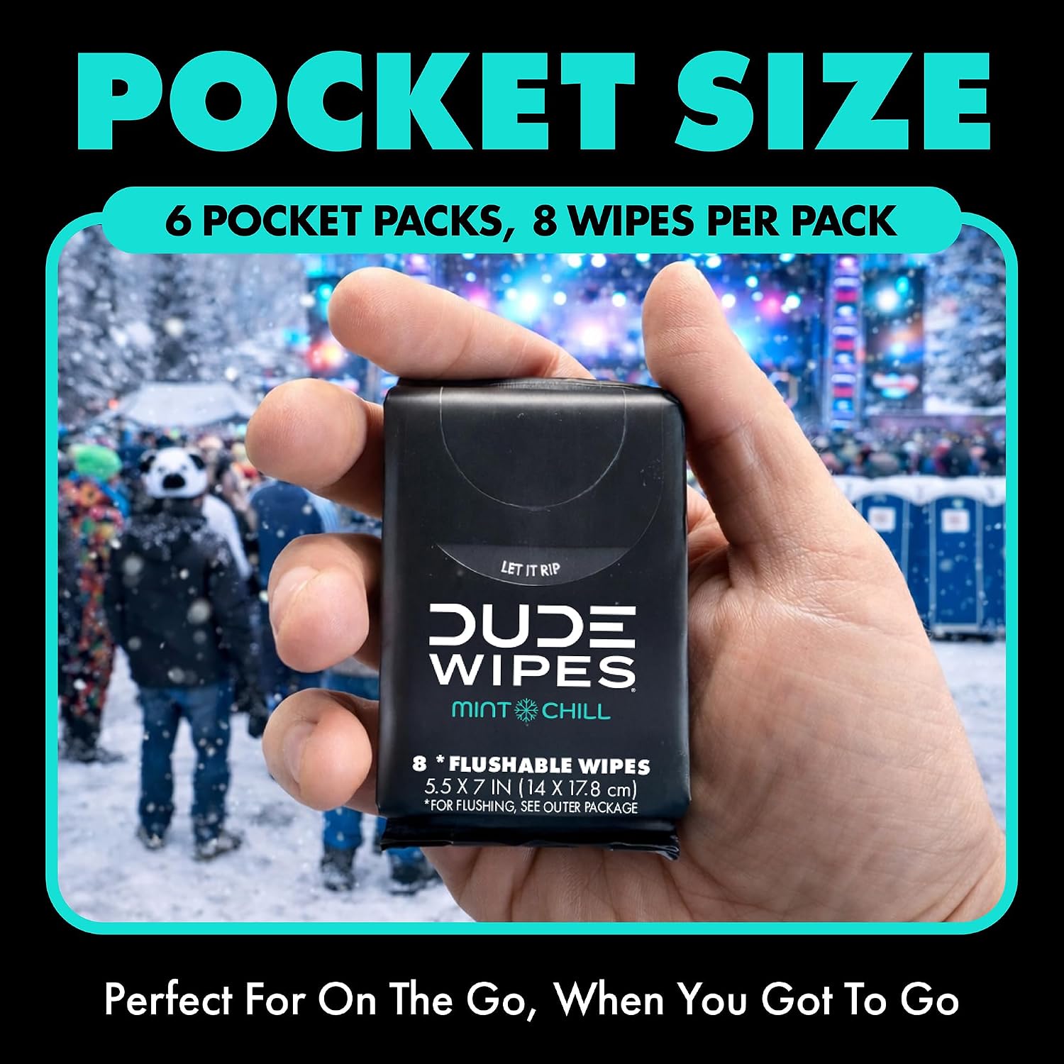 DUDE Wipes Mint Chill Pocket Packs, Adult Flushable Travel Wipes, 48 Count - Image 2