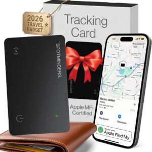 SPOTMINDERS Apple MFi Certified Wallet Tracker Card for Travel - Works with Apple Find My, IP68 Waterproof Rechargeable Tracking Card for Wallet Luggage Passport Purse - Ultra Slim 0.07in Item Finder