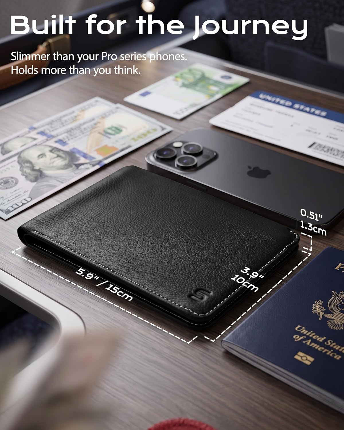 Top-Grain Leather Passport Holder for Travel with AirTag Slot RFID Blocking - Image 8