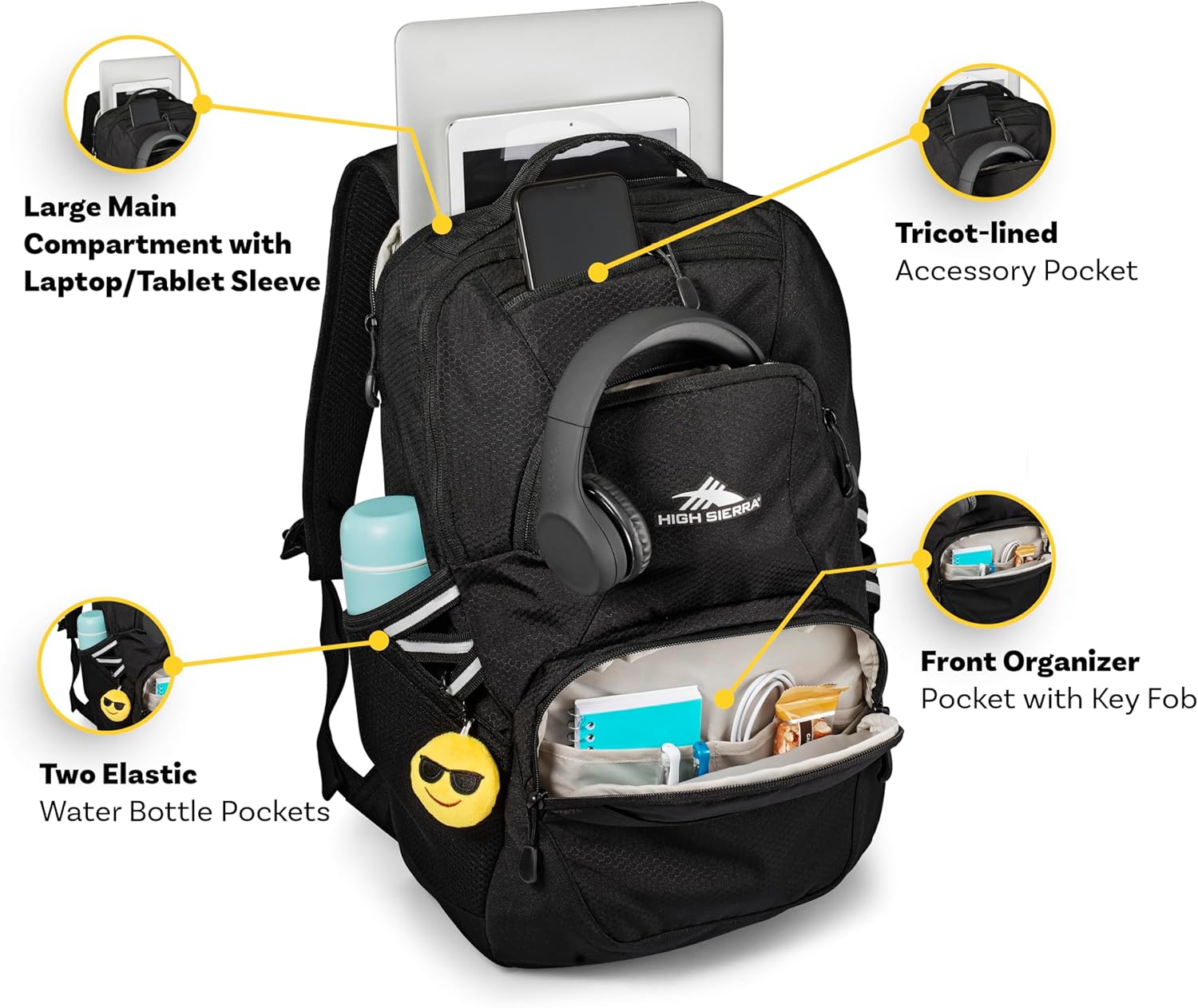 High Sierra Swoop SG Backpack, Travel or Work Laptop Bookbag with Drop Protection Pocket, and Tablet Sleeve, One Size, Silver Heather - Image 6