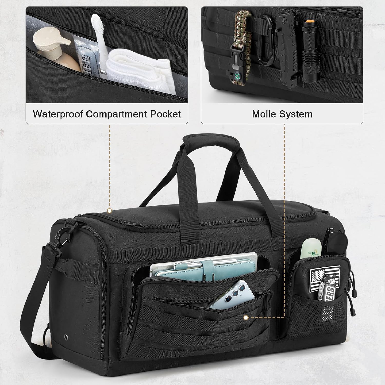 G4Free 3-in-1 Duffle Bag Travel Gym Sports, Large Tactical Duffel Backpack - Image 4