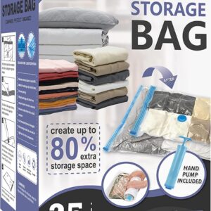 Vacuum Storage Bags with Hand Pump, Vacuum Seal Space Saver Bags,25 Combo
